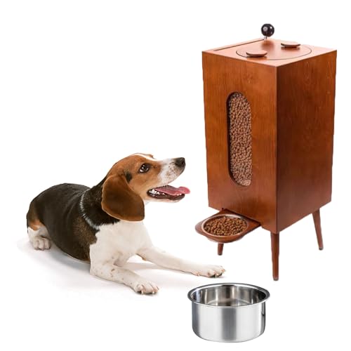 Erhöhter Futterspender aus Holz mit Edelstahlnapf, bequeme Futterstation für 10 kg Hundefutter – Haustier-Esstisch von Generisch