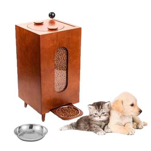 Erhöhter Futterspender aus Holz mit Edelstahlnapf, bequeme Futterstation für 10 kg Hundefutter – Haustier-Esstisch von Generisch