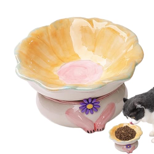 Erhöhter Hundenapf, Blumenform, Keramik, geneigt, für Katzen, Schnurrhaar, auslaufsicher, Futterzubehör für den Innenbereich, Reisebox, Zuhause Erhöhter Hundenapf, Blumenform, Keramik, geneigt, für Katzen, Schnurrhaar, auslaufsicher, Futterzubehör für den Innenbereich, Reisebox, Zuhause von Generisch