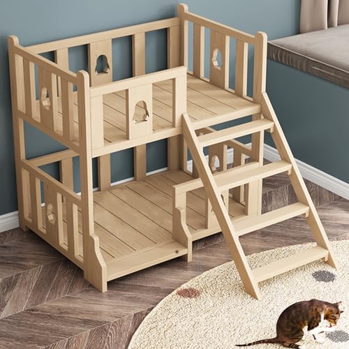 Erhöhtes Haustierbett mit weicher Matte, Holzrahmen für alle Jahreszeiten, Hundebett/Katzenbett, 2-stöckiges Design, bequemer Schlafbereich Erhöhtes Haustierbett mit weicher Matte, Holzrahmen für alle Jahreszeiten, Hundebett/Katzenbett, 2-stöckiges Design, bequemer Schlafbereich von Generisch