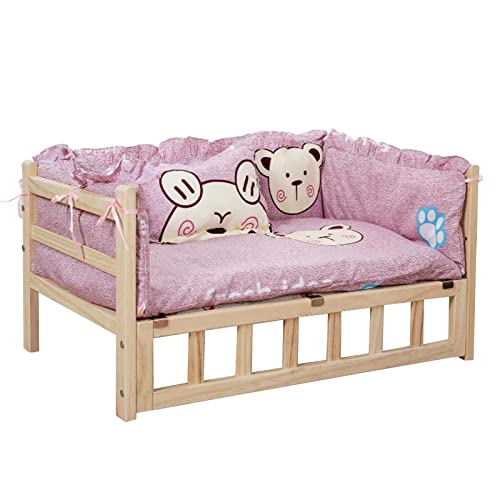 Erhöhtes Hundebett, Haustierbett mit waschbarer Matratze, erhöhtes Haustierbett für kleine, mittelgroße und große und ältere Hunde, einfache Montage, Holzdesign von Generisch