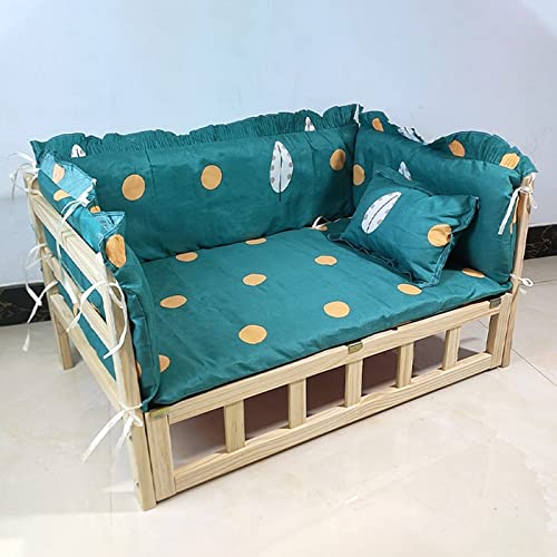 Erhöhtes Hundebett mit erhöhten Seiten – Holz-Hundesofa mit waschbarer Bettwäsche, ideal für kleine, mittelgroße und große Rassen von Generisch