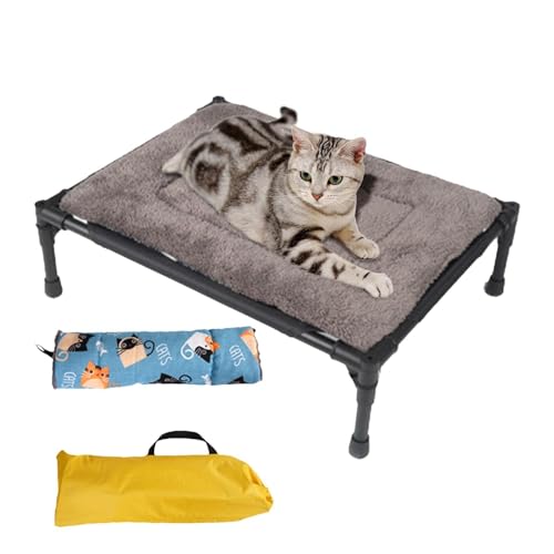 Erhöhtes Hundebett – tragbare Hundebetten, schwarze erhöhte Hundehängematte | 43 x 55,5 x 17 cm Hundebett mit gefalteter Halterung, rutschfestes Hundebett für Strand, Camping, große, mittelgroße und von Generisch