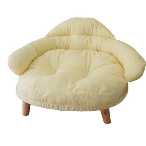 Erhöhtes Katzensofa, Stuhl, Bett mit stabilen Holzbeinen, Plüsch, rund, weiches Welpensofa für Kleidung, Beige, 60 cm von Generisch