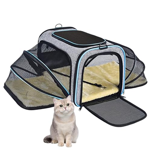 Expandable Cat Carrier, Cat Travel Bag, Pet Carrier Bag, Dog Travel Carriers Expandable and Portable Cat Travel Carrier for Easy, Stress Pet Transportation and Safe Travels von Generisch