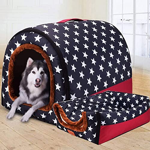 Extra großes Jumbo-Hundehütte, Zelt, Angstlinderung, XL, weiche Katzenhöhle, Iglu, Winter, warm, 2-in-1-Haustiernest, waschbar, mittlere Größe (47 x 35 x 33 cm) von Generisch