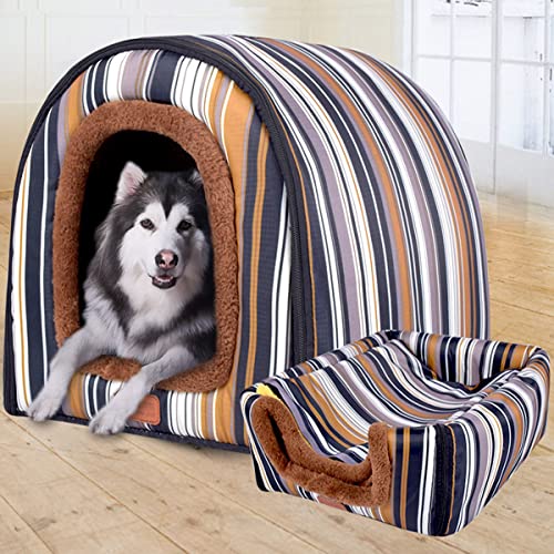 Extra großes Jumbo-Hundehütte, Zelt zur Angstlinderung, weiche Katzenhöhle, Iglu, Winter, warm, 2-in-1-Haustiernest, waschbar (35 x 32 x 28 cm) von Generisch