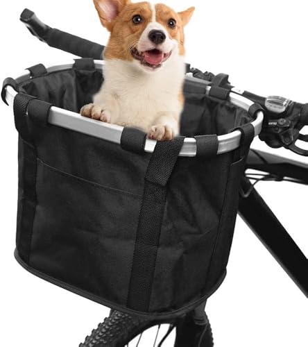 Fahrradkorb, Schnellverschluss Fahrradlenker Vorderkorb, Abnehmbarer Kleiner Haustier Katze Hundeträger, Abnehmbare Fahrrad Picknick Tasche für Pendeln Shopping Camping, Max.Bearing: 11lbs von Generisch