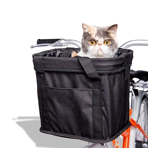 Fahrradkorb – zusammenklappbarer abnehmbarer Lenker vorne Korb für kleine Katzen und Hunde – Schnellverschluss-Schultertasche Fahrradständer Aufbewahrungskorb von Generisch