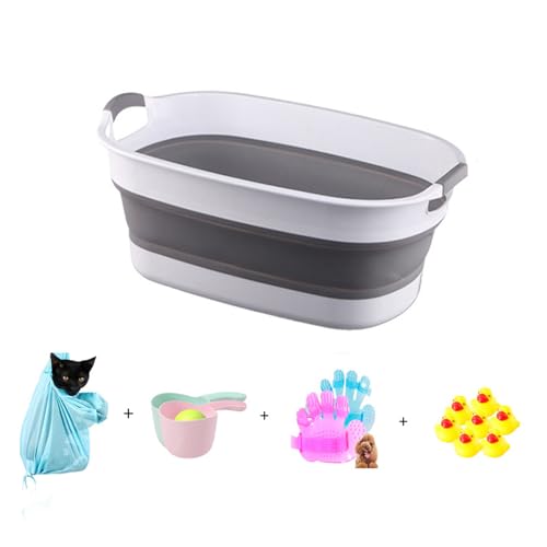 Faltbare Haustier-Badewanne, Haustier-Badewanne, katzenspezifische Badewanne, Katzenbadewanne, kleiner Hunde-Badeeimer, Anti-Lauf-Waschbecken, faltbar, E, 12,5 kg von Generisch