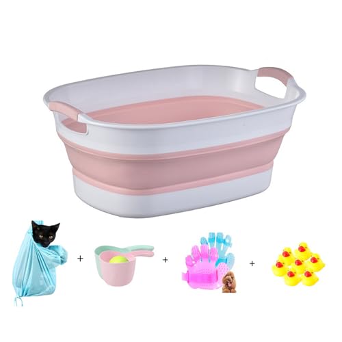 Faltbare Haustier-Badewanne, Haustier-Badewanne, katzenspezifische Badewanne, Katzenbadewanne, kleiner Hunde-Badeeimer, Anti-lauf-Waschbecken, faltbar, D, 7,5 kg von Generisch