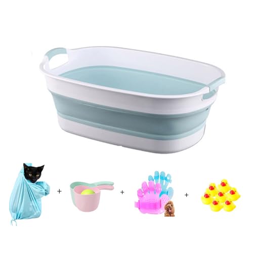 Faltbare Haustier-Badewanne, Haustier-Badewanne, katzenspezifische Badewanne, Katzenbadewanne, kleiner Hunde-Badeeimer, Anti-lauf-Waschbecken, faltbar, F, 7,5 kg von Generisch