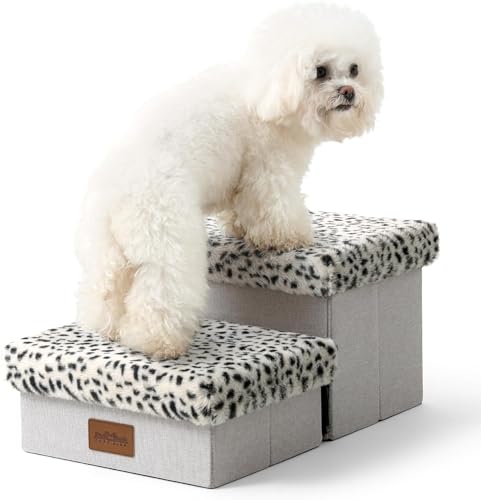 Faltbare Hundetreppe - Haustiertreppe für Hochbetten mit Stauraum - Große Hunderampe für Bett und Couch - Hält bis zu 36,3 kg - 2 Stufen von Generisch
