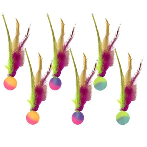 Feder elastische Kugeln Katzenspielzeug, Elastikkugeln für Katzen | Haustierübung Ball | Feather Cat Interactive Bouncy Rolling Toys für gelangweiltes Innenkätzchen Feder elastische Kugeln Katzenspielzeug, Elastikkugeln für Katzen | Haustierübung Ball | Feather Cat Interactive Bouncy Rolling Toys für gelangweiltes Innenkätzchen von Generisch