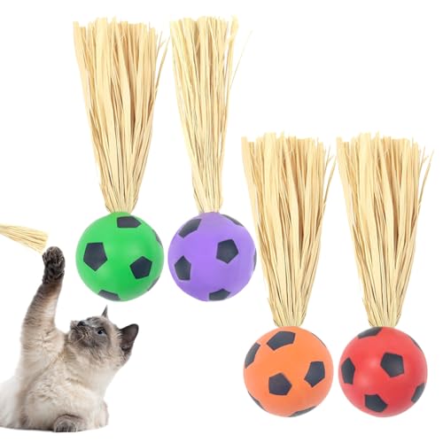 Federball -Katzenspielzeug, interaktives Katzenspielzeug,4 Teile interaktive -vorsichtige Katzenballspielzeug mit Raffia - Leichtes Kätzchenspiel, Haustierzubehör für Bewegung, Jagdsimulation, Kletter Federball -Katzenspielzeug, interaktives Katzenspielzeug,4 Teile interaktive -vorsichtige Katzenballspielzeug mit Raffia - Leichtes Kätzchenspiel, Haustierzubehör für Bewegung, Jagdsimulation, Kletter von Generisch