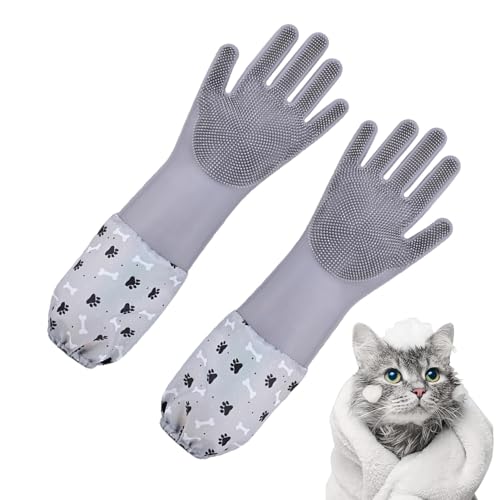 Fellpflege-Handschuhe für Haustiere, 1 Paar Hundewaschhandschuhe, kratzfester Silikon-Waschhandschuh, Tierhaarentferner-Handschuh für Katzen, Hunde und pelzige Haustiere von Generisch