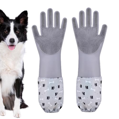 Fellpflege-Handschuhe für Hunde – rutschfeste Hundewaschhandschuhe | Silikon-Körper-Badhandschuhe für Tiere, Reinigungskämme, Haustierpflege-Handschuhe für Katzen, Badeshampoo, Hundebürste Handschuhe von Generisch