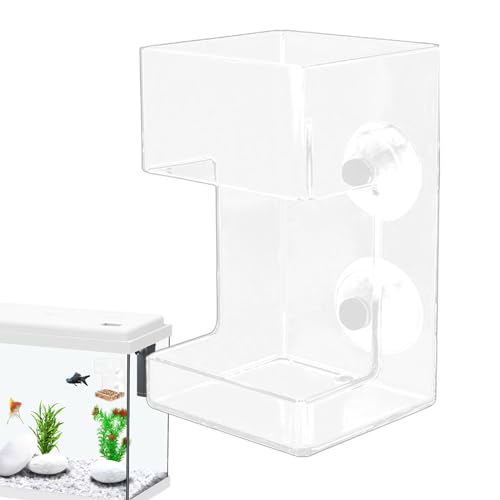 Fischfutterstation – Fischfutterstation für Garnelen, Garnelen-Futterstation mit Saugnapf, transparenter Aquarium-Futterspender für Vögel, Aquarium-Zubehör, 6,1 x 6,1 x 9,9 cm, quadratisch von Generisch