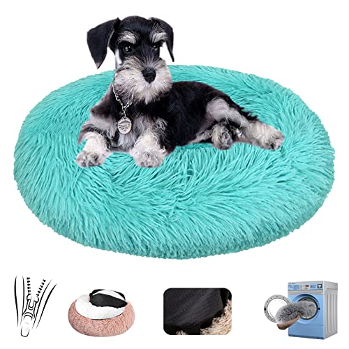 Flauschiges Plüsch-Hundebett in Donut-Form, beruhigend, rund, warm, Welpen-Sofa, rutschfeste Unterseite, abnehmbar, Smaragdgrün, Größe L Ø 110/109,2 cm (4XL) von Generisch