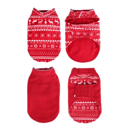 Fleecepulli 2-seitig rot mit Klettverschluss | Wendepulli | Hundebekleidung für Herbst und Winter | Hundegewand (S) von Generisch