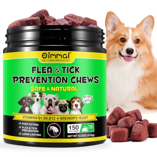 Floh-Zecken-Prävention Kauen für Hunde, 150pc Hund Floh-Zecken-Kontroll-Supplement, orale Floh Soft Pillen für Hunde zur Behandlung für kleine, mittlere, große Hunde von Generisch