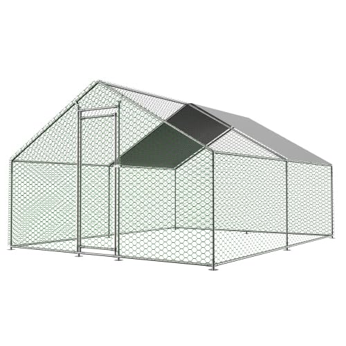 Freilaufgehege Hühnerstall 3x4x2m mit Sicherheitsschloss und Wasserdichtes PE-Tuch, Freilaufgehege aus Metall für Hühner, Kaninchen und weitere Kleintiere WL von Generisch