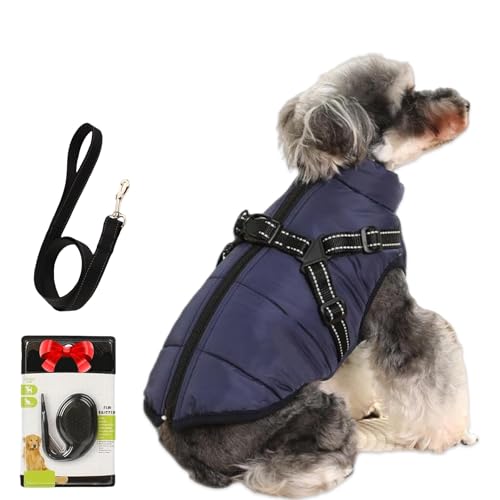 Furry King Hunde-Wintermantel, Furryking 3-in-1-Winterjacke für Hunde, Pelzjacke für Hunde, wasserdicht, winddicht, Hunde-Schneejacke mit Reißverschluss (Dunkelblau, S) von Generisch