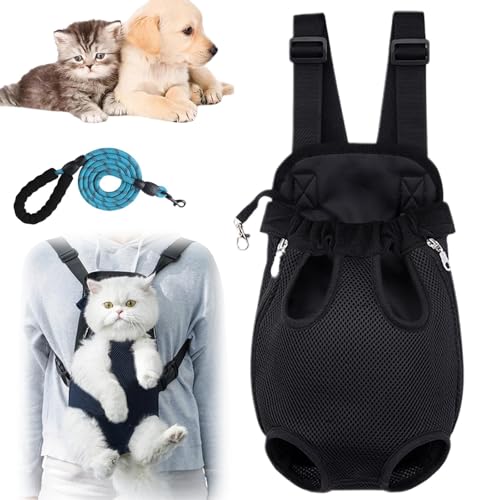 Furry Pawsy Tragetasche, pelzige Pawsy Katzentragetasche, verstellbarer Haustier-Katzen-Brustrucksack, Haustier-Reisetasche, verstellbare Haustier-Vordertasche, Reisetasche, tragbare Katze, M, Schwarz von Generisch