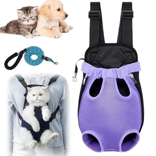 Furry Pawsy Tragetasche, pelzige Pawsy Katzentragetasche, verstellbarer Haustier-Katzen-Brustrucksack, Haustier-Reisetasche, verstellbare Haustier-Vordertasche, Reisetasche, tragbare Katze (L, lila) von Generisch