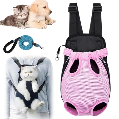 Furry Pawsy Tragetasche, pelzige Pawsy Katzentragetasche, verstellbarer Haustier-Katzen-Brustrucksack, Haustier-Reisetasche, verstellbare Haustier-Vordertasche, Reisetasche, tragbare Katze (XL, Rosa) von Generisch