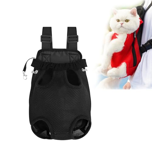 Furry Pawsy Tragetasche, verstellbarer Brustrucksack für Haustiere, Reisen, Hund und Katze, Rucksack zum Wandern, Radfahren, bequeme Schultergurte, verstellbar (Schwarz, M) von Generisch