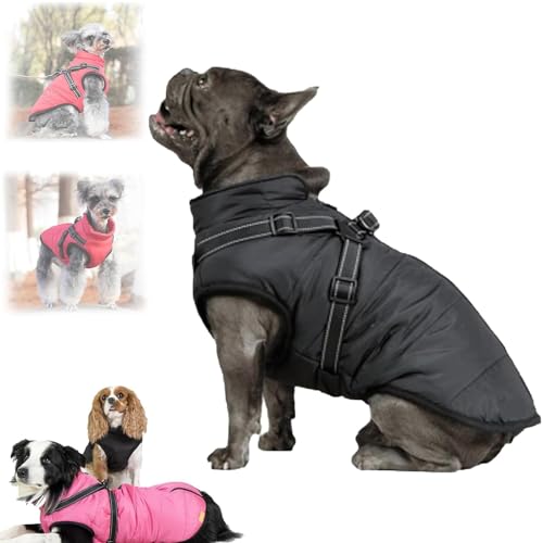 FurryKing Hundewintermantel, pelzige Jacke für Hunde, Furryking Hundemantel, Haustier-Outdoor-Jacke, wasserdichte winddichte Hunde-Schneejacke mit Reißverschluss, Hundejacke für kleine (4XL,Schwarz) von Generisch