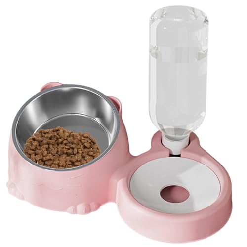 Futter- und Wassernäpfe für Katzen, Abnehmbare Katzenfutter- und Wassernäpfe Edelstahl Katzenfutterschüssel, Automatischer Wasserspender mit großer Kapazität für Haustiere, Hunde, Welpen, Kätzchen, von Generisch