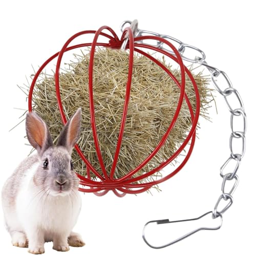 Futterball für Haustiere, 2 Stück, hängend, Heu-Futterstation, Kauspielzeug, hängender Metallgras-Futterball, 13/6/6 cm, Deckel zum Aufdrehen und Rollen, ideal für Kaninchen, kleine Haustiere Futterball für Haustiere, 2 Stück, hängend, Heu-Futterstation, Kauspielzeug, hängender Metallgras-Futterball, 13/6/6 cm, Deckel zum Aufdrehen und Rollen, ideal für Kaninchen, kleine Haustiere von Generisch