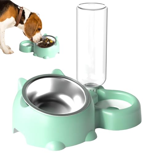 Futternapf und Wassernapf für Haustiere | Futter- und Wassernapf-Set für Hunde | Katzen- und Hundenapf-Set | Haustiernapf-Set | 16 Grad geneigter Hundenapf mit Wasserspender | Abnehmbarer Futternapf von Generisch