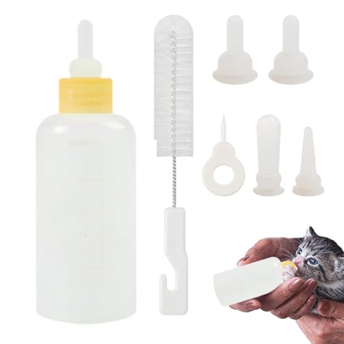 Futterset für Kätzchenflaschen, Fläschchen-Set für kleine Katzen, 60 ml, Kätzchen-Milchersatz, Welpen-Milch-Futterspender für Welpen, Kätzchen von Generisch