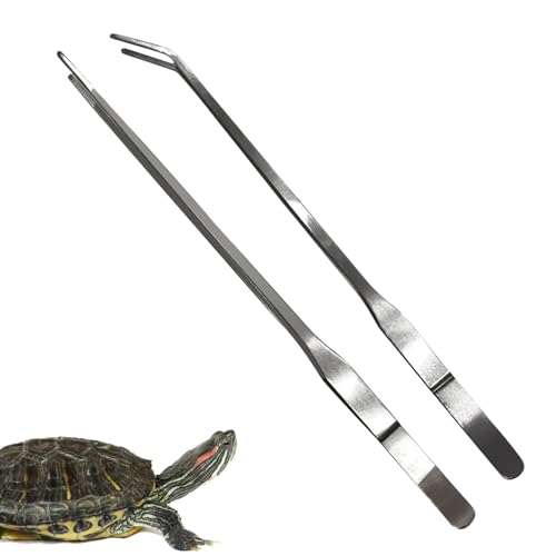 Gebogene Aquarium-Pinzetten - 2 multifunktionale Landschaftsbau-Werkzeuge, Wassertank-Zubehör, lange Edelstahl-Pinzetten für Aquarium, Reptilienfreundlich, 27,7 cm, Schwarz von Generisch