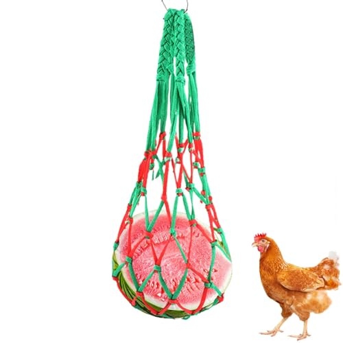 Geflügel Feeder Halter Huhn Gemüse Schnur Tasche Hängende Fütterungswerkzeug String Taschen Obst Leckerli Snack Halter Hängender Spieß für Geflügel und Hühner, Gans, Ente, Große Vögel von Generisch