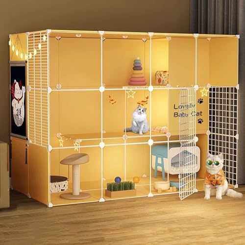 Generic Großer Katzenkäfig für den Innenbereich, abnehmbar, extra groß, Katzenlaufstall für Kleintiere, gelbes Katzenhaus mit Klappe, mehrere Generic Großer Katzenkäfig für den Innenbereich, abnehmbar, extra groß, Katzenlaufstall für Kleintiere, gelbes Katzenhaus mit Klappe, mehrere von Generisch