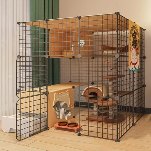 Generic Großer Katzenlaufstall und Freigehege für kleine Haustiere – ideal für Katzen, Frettchen und Chinchillas – geräumiger Katzenkäfig für drinnen und draußen mit Katzenklo Fläche (A,111 x 95 x 109 Generic Großer Katzenlaufstall und Freigehege für kleine Haustiere – ideal für Katzen, Frettchen und Chinchillas – geräumiger Katzenkäfig für drinnen und draußen mit Katzenklo Fläche (A,111 x 95 x 109 von Generisch