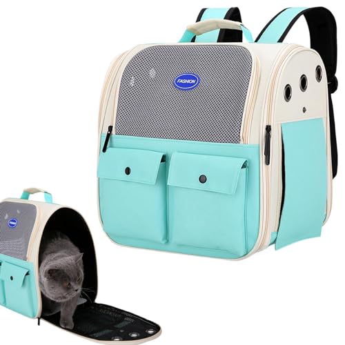 Generic Katzenrucksack | Großer Atmungsaktiver Haustierrucksack | Faltbare Katzentragetasche, Haustier Reiserucksack, Mesh Katzentragerrucksack, Gepolsterte Schultergurte Haustiertasche, Tierrucksack von Generisch