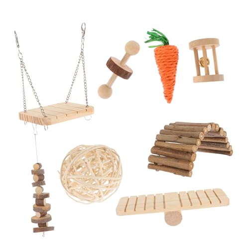 Generisch 1 Satz Hamster-Spielzeug Hamster-spielset Hamsterwippe Meerschweinchen Snacks Kauspielzeug Hamstertreppe Hamsterspielzeug Kletterleiter Für Haustiere Spielzeug Für Sittiche Hölzern von Generisch