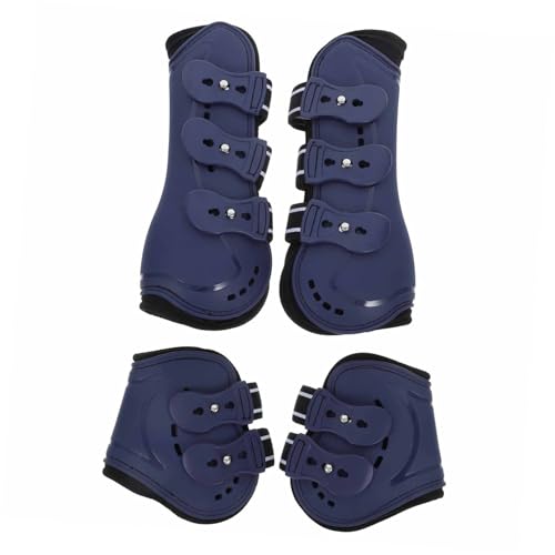 Generisch 4 Stück Pferdebeinstiefel Pferdeleggings Reitstiefel für Pferde Pferdetransportstiefel Pferdeschienengamaschen Pferdestiefel vorne und hinten Pferdebeinwickel Pferdefußabdeckung Pu von Generisch