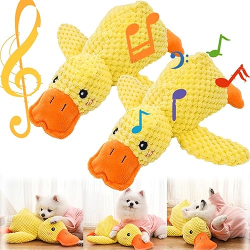 Generisch Anti Stress Ente Hund, Anti Stress Ente FüR Hunde, Hundespielzeug Ente Gelb, Anti-Stress Duck Dog, Yellow Squeaky Toy, Interactive Toy for Dogs, Quiet and Balanced Anti-Stress Duck (2A, L) von Generisch