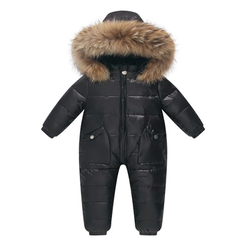 Generisch Baby SchneeanzüGe Winter Overall Mit Kapuze Neugeborene Kleinkind Mädchen Jungen Wasserdicht Warme Verdickte Jumpsuit Winter Strampler Fleece Overall Mit Fuß FüR Babys von Generisch