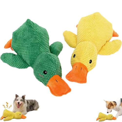 Generisch Calming Duck Dog Toy, The Mellow Dog Calming Duck, Calming Duck Toy for Dogs, Durable Stuffed Yellow Ducks Dog Toy, Squeak Dog Toys Stuffed Duck Dog Toys Indoor Puppy Essentials (Mix,Large) von Generisch