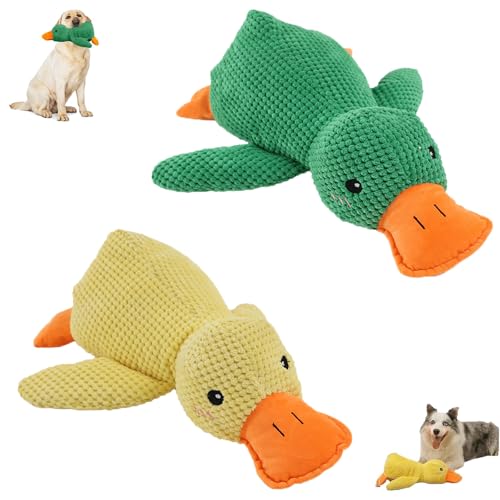 Generisch Calming Duck Toy for Dogs, Squeak Yellow Best Friends, Stuffed Duck Dog Toys Indoor, Dog Calming Duck Dogs Emotional for Indoor Outdoor (Yellow+Green) von Generisch