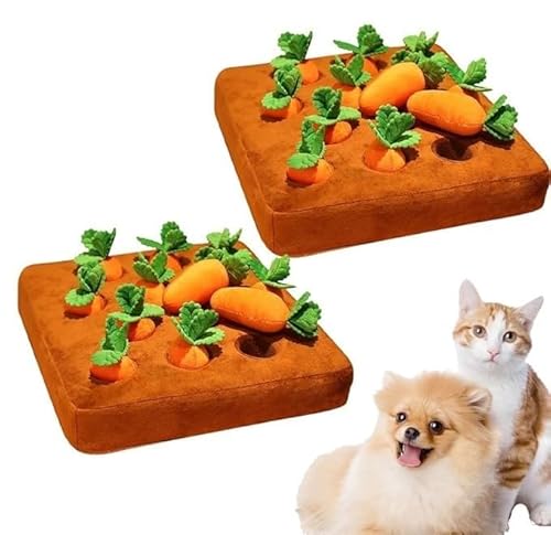 Generisch Carrot Catnip Toy, Carrot Patch Cat Toy, 2 in 1 Noseework Feed Spiele für Haustier Stressabbau, Katze Puzzle Spielzeug für Langeweile, Interaktive Feder Katzenspielzeug für (2pcs) von Generisch