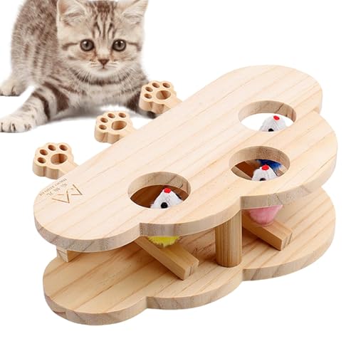 Generisch Cat Interactive Mole Slap Toy - Katzenkratzer Maulwurf Slap Toy, Pet Cat Mole Slap Croboper Board Holzspielzeug, Innenkatzen Unterhaltung fördert Übungspads für kleine und mittlere Katzen von Generisch