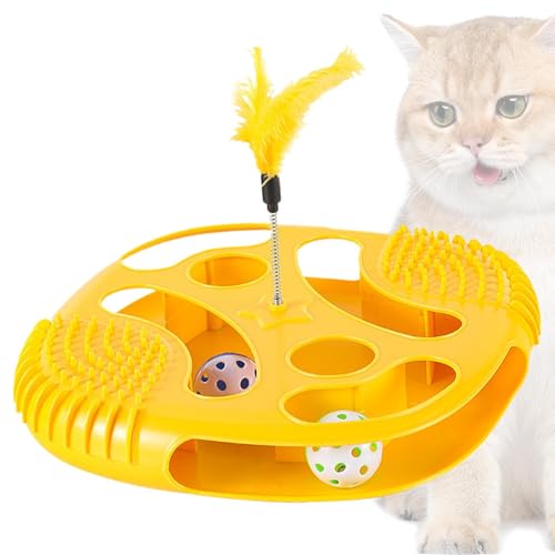 Generisch Cat Track Toys, Tray Cat Toys, Interactive Exercise Balls Teaser, Hollowed Cat Sensory Toys, Teasing Feather Cat Toy, Cat Mental Stimulation Toy, Interactive Cat Activity Toy von Generisch